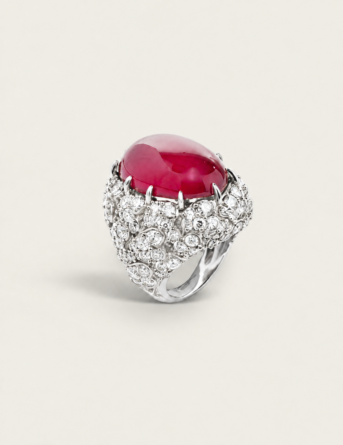 Grand Oval Cabochon Statement Ring | Modern Diamond