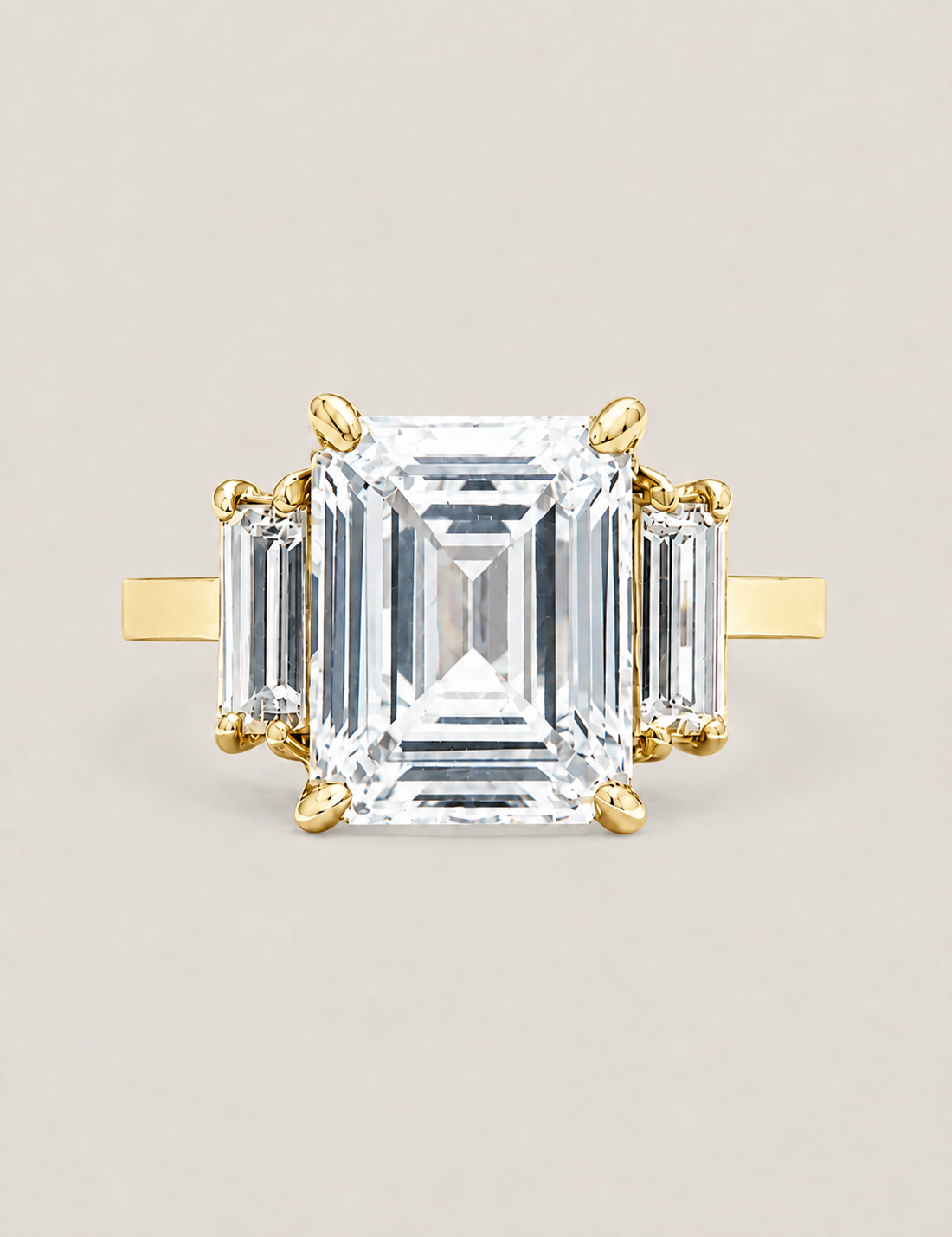 X-Small Emerald-Cut and Baguette Three Stone Ring (3.9TCW)