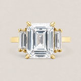 X-Small Emerald-Cut and Baguette Three Stone Ring (3.9TCW)