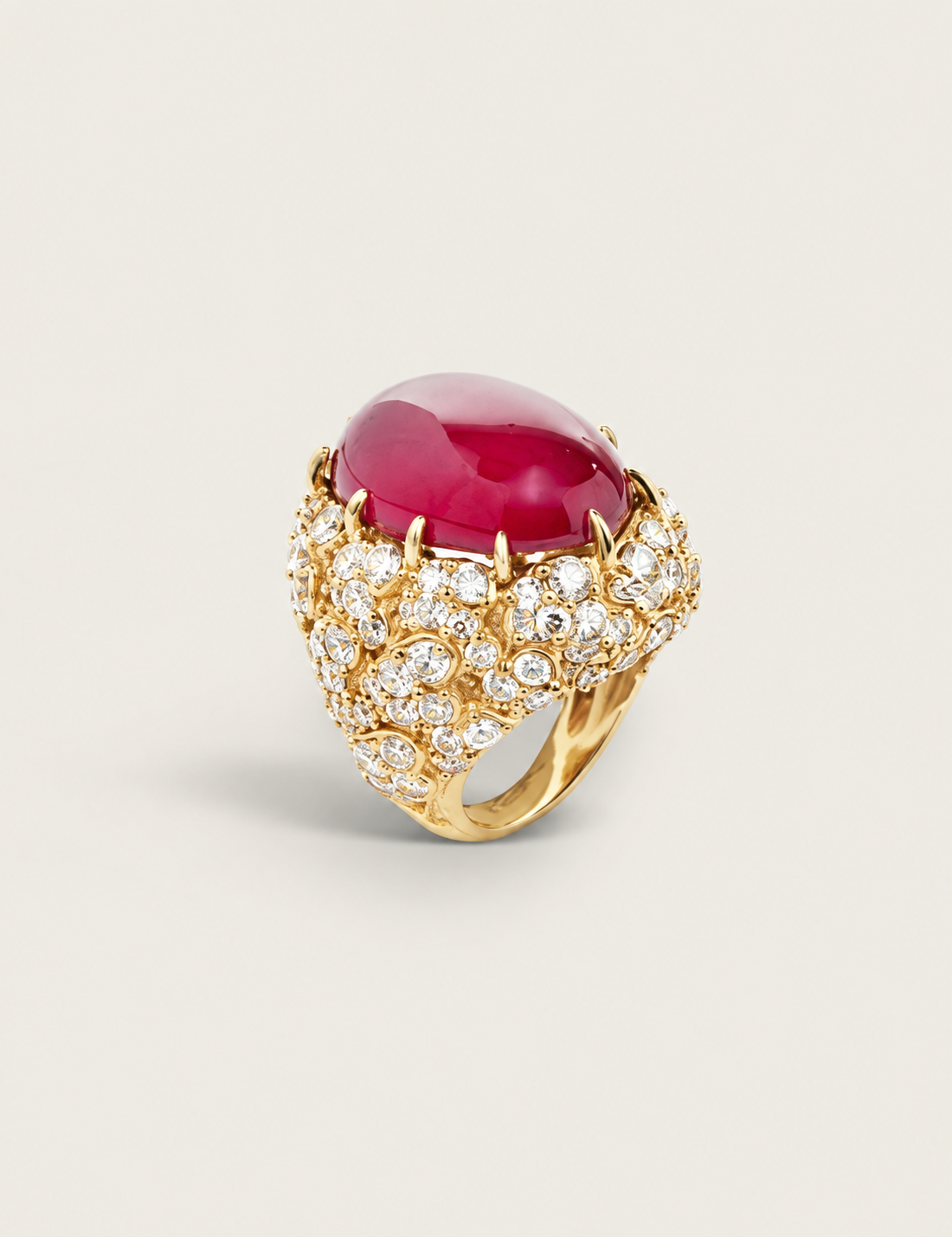 Grand Oval Cabochon Statement Ring | Modern Diamond
