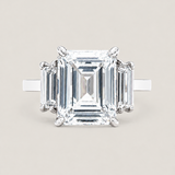 X-Small Emerald-Cut and Baguette Three Stone Ring (3.9TCW)