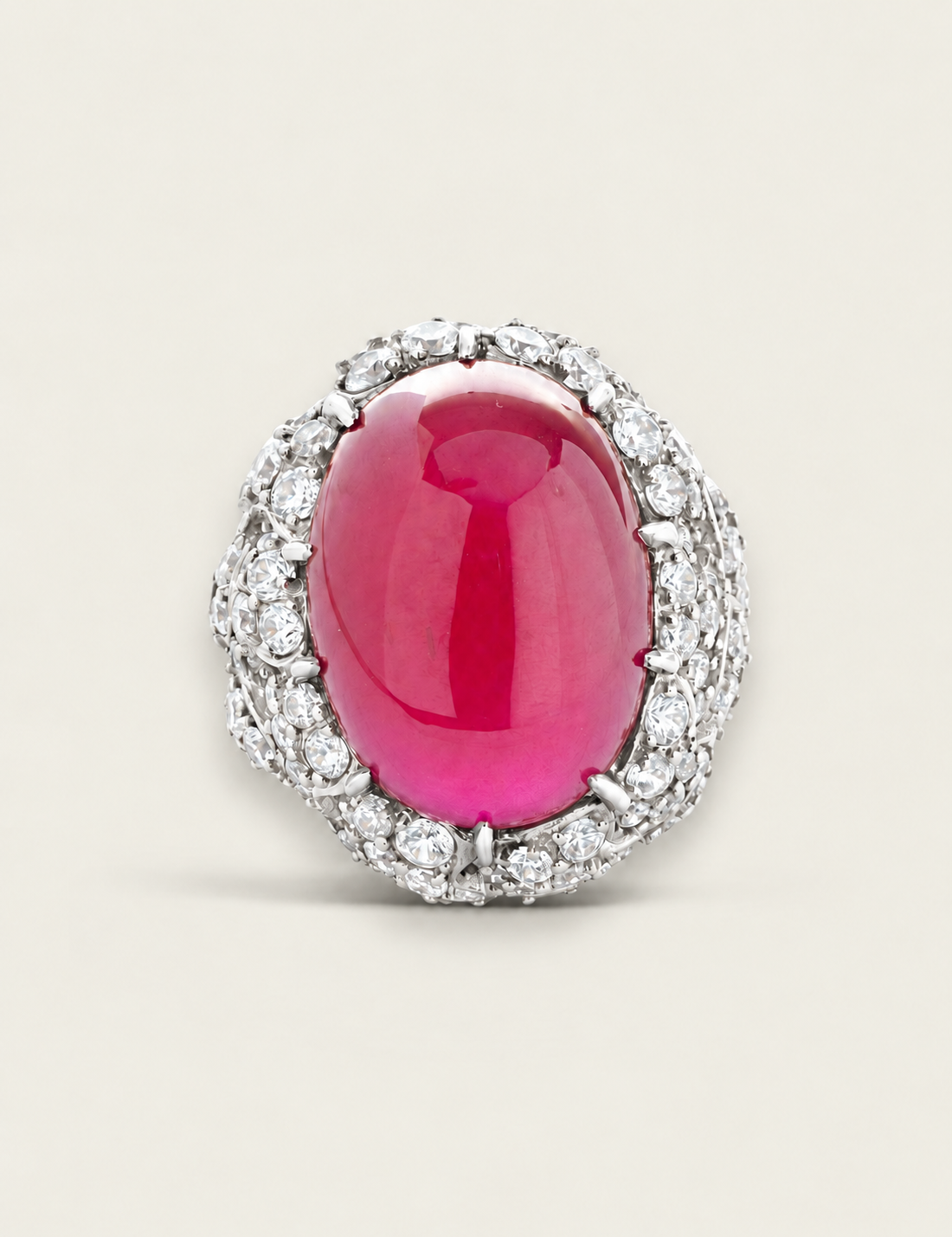 Grand Oval Cabochon Statement Ring | Modern Diamond