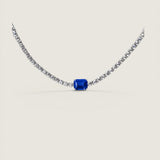 Four Prong Tennis Neck with 2.5ct Lab Sapphire Emerald Cut
