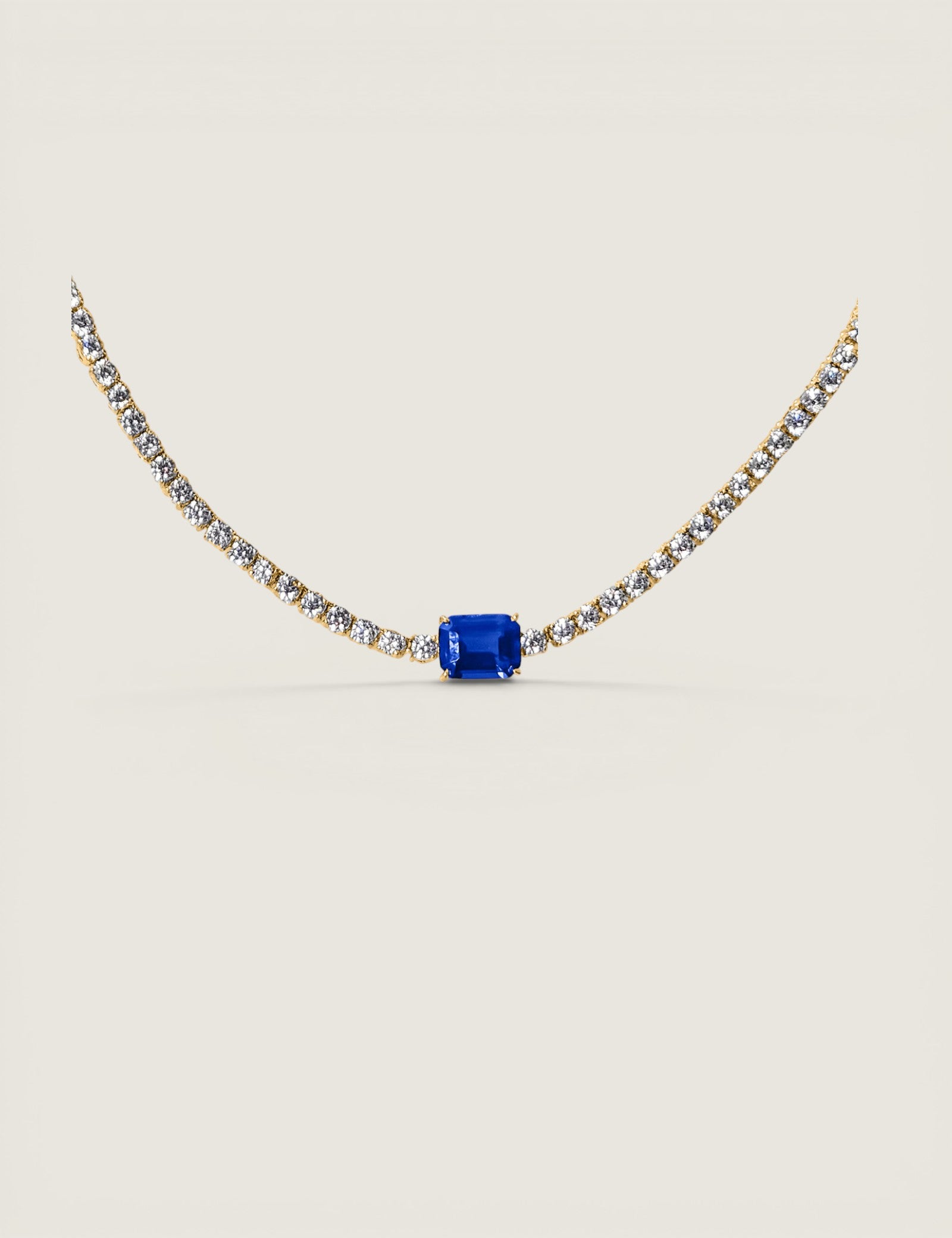 Four Prong Tennis Neck with 2.5ct Lab Sapphire Emerald Cut
