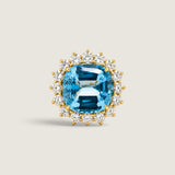 XL Aquamarine Cocktail Ring with Halo (26 TCW)