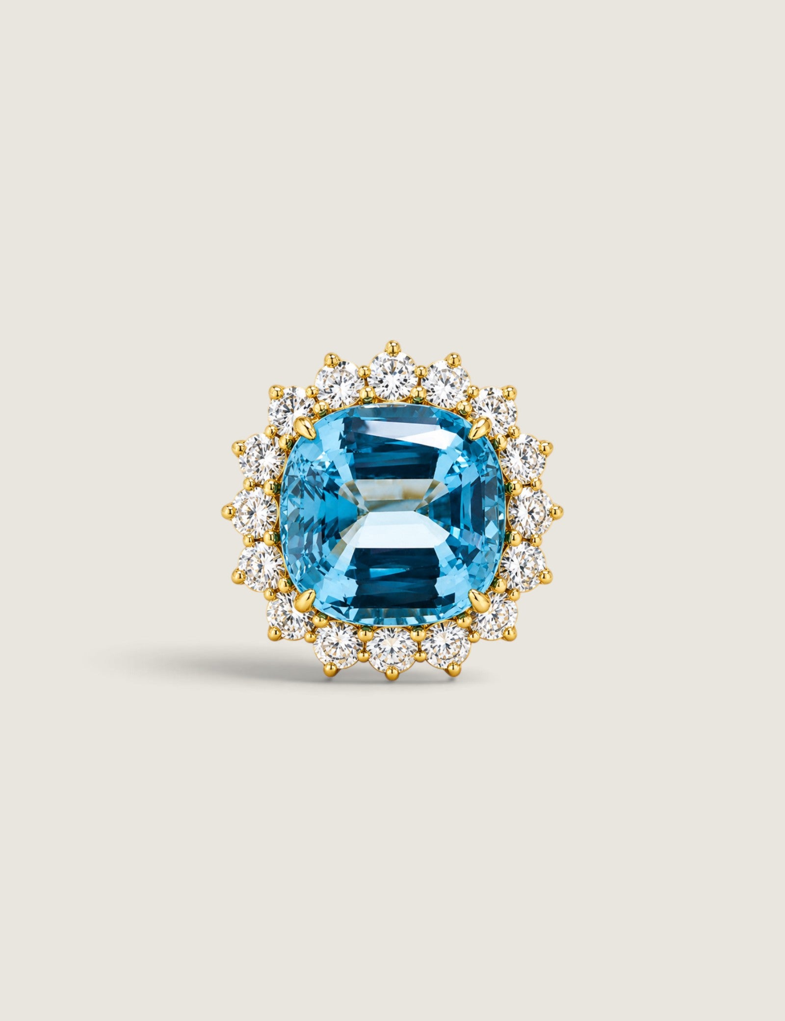 XL Aquamarine Cocktail Ring with Halo (26 TCW)