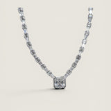 Large 18ct (13mm) Asscher Drop with Alternating Emerald (.5ct) Cut Necklace (32 TCW)