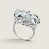6ct(10mm x 16mm) Pear & 6ct(12mm) Heart Toi et Moi Ring