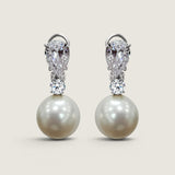Pearl Drop Earrings with Pear and Round Stone Detail (14mm)