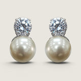 12MM PEARL WITH 2CT ROUND STONE - EF1212W/PRL/CZ
