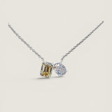 Toi et Moi Pendant. 1.5ct(9x7)Canary Emerald and 1.5ct (8.5x6.5) Oval shape on 16" chain.