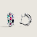 Three Row Baguette and Round Earrings