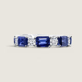 Alternating Emerald-cut Sapphire and Round Eternity Band(3.15 TCW)