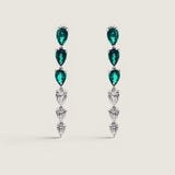 Graduated Pear drop lab created Emerald and CZ earring
