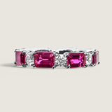 Alternating Emerald-cut Ruby and Round Eternity Band(3.15 TCW)