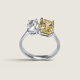 Toi et Moi 1.5ct Oval & Canary 2.5ct Emerald Cut Ring (4 TCW)