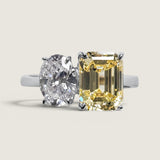 Toi et Moi 1.5ct Oval & Canary 2.5ct Emerald Cut Ring (4 TCW)