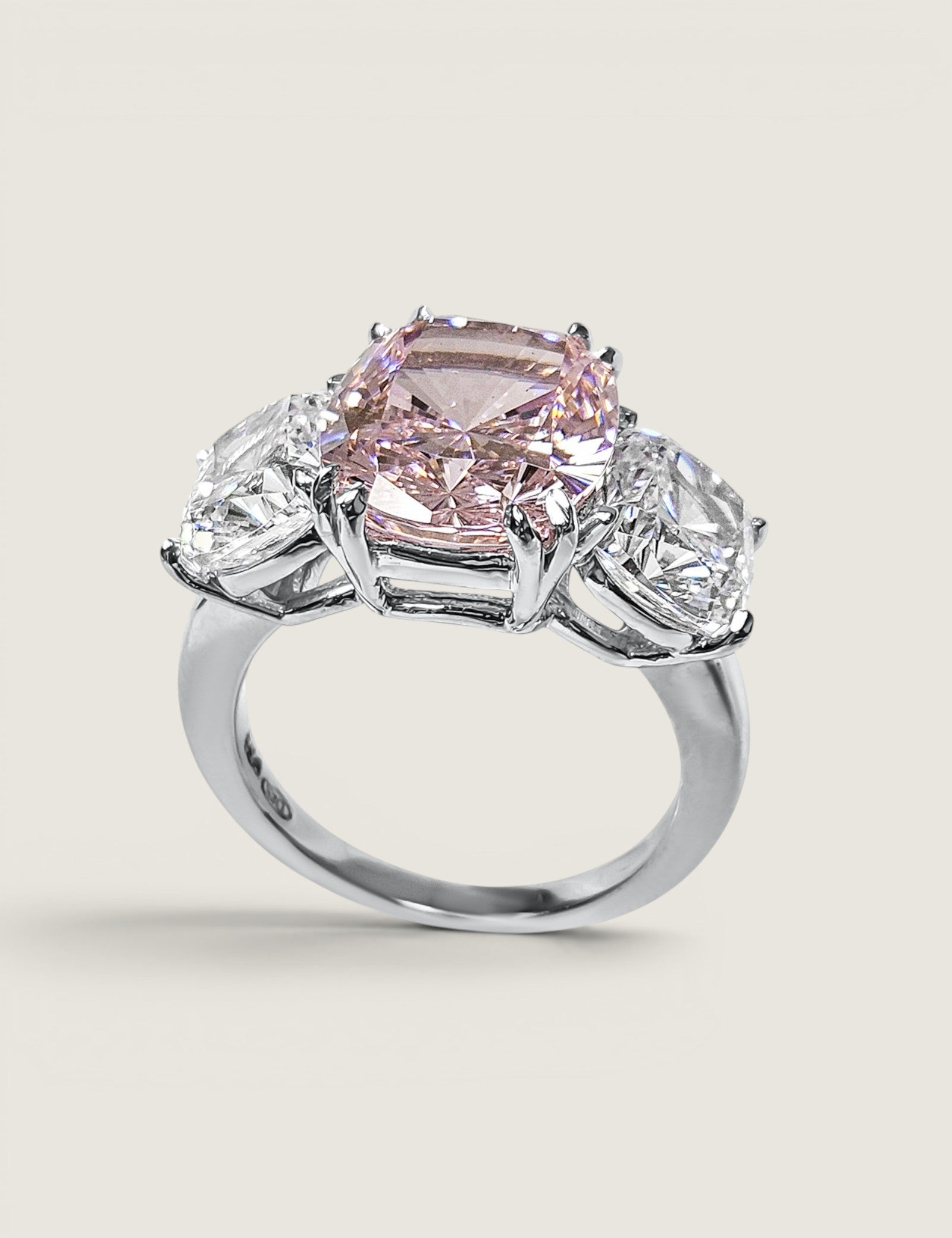 Pink Lumière Cushion Ring (5 Carat Center