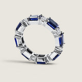 Alternating Emerald-cut Sapphire and Round Eternity Band(3.15 TCW)