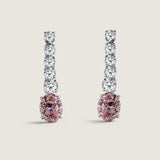 Graduated round drop earring with 2CT (9x7) Pink Oval Bottom