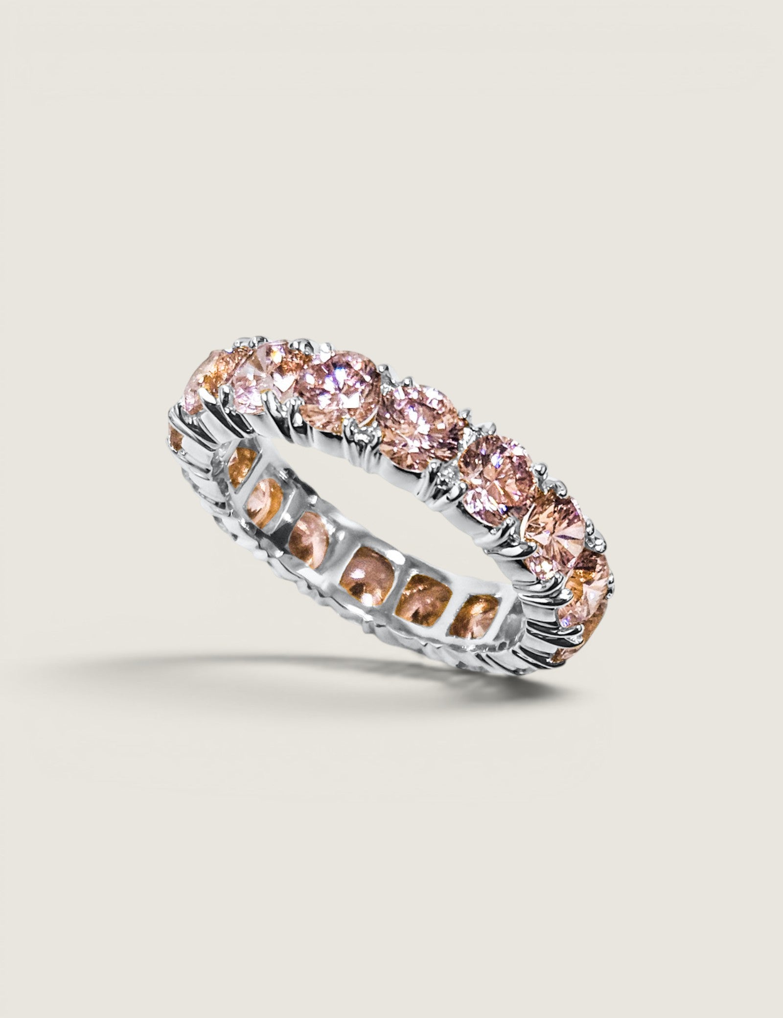 Round Pink CZ Brilliant Eternity Band (4.5 TCW)