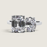 Toi et Moi 1.5 CT Oval & 2.5CT Emerald Cut Ring (4 TCW)