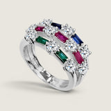 Three Row Baguette and Round Eternity Band