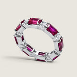 Alternating Emerald-cut Ruby and Round Eternity Band(3.15 TCW)