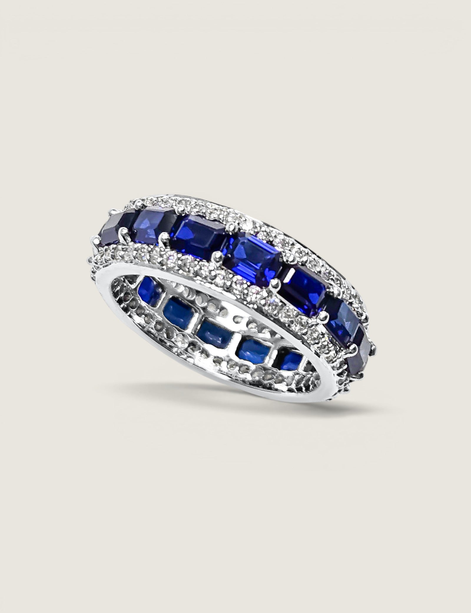Pave Set Emerald Cut Band - F1571-SAP/CZ-14K