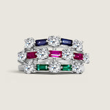 Three Row Baguette and Round Eternity Band