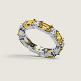 Alternating Canary Emerald-cut and Round Eternity Band(3.15 TCW)