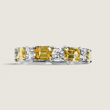 Alternating Canary Emerald-cut and Round Eternity Band(3.15 TCW)