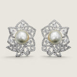 10MM PEARL CENTER IN DELICATE FLOWER - EF977P/PRL/CZ