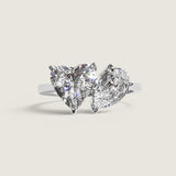 Toi et Moi Heart and Pear-Cut Ring (2.5 TCW)