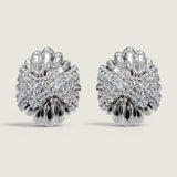 Retro Inspired Sculpted Gold and Pave Earrings (2.75 TCW)