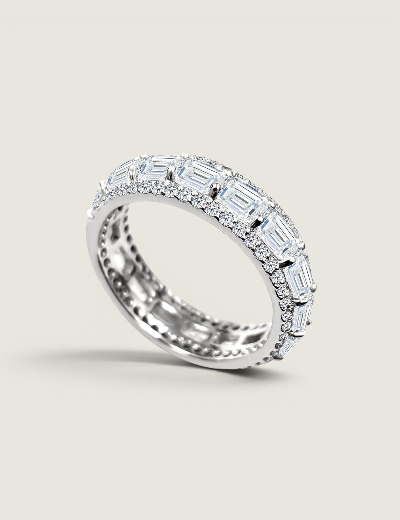 Pave Set Emerald Cut Band - F1571-CZ-14K