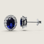 Sapphire and Pave Oval Studs with Vermeil (2.5 TCW) - Fantasia by DeSerio