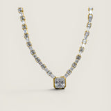 Large 18ct (13mm) Asscher Drop with Alternating Emerald (.5ct) Cut Necklace (32 TCW)