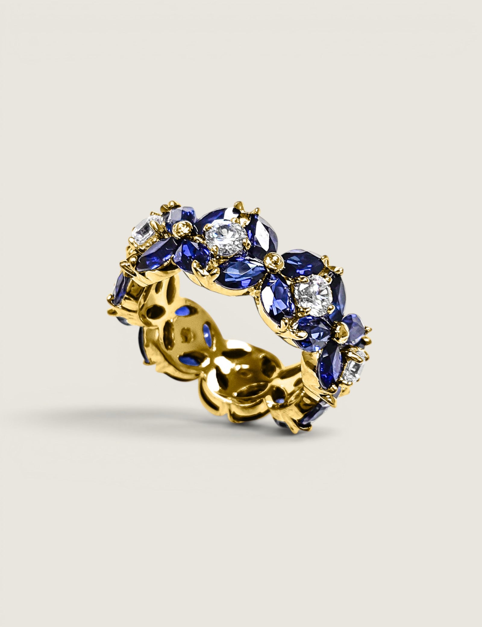 Marquise and Round Lab Sapphire Band (8.8 TCW)