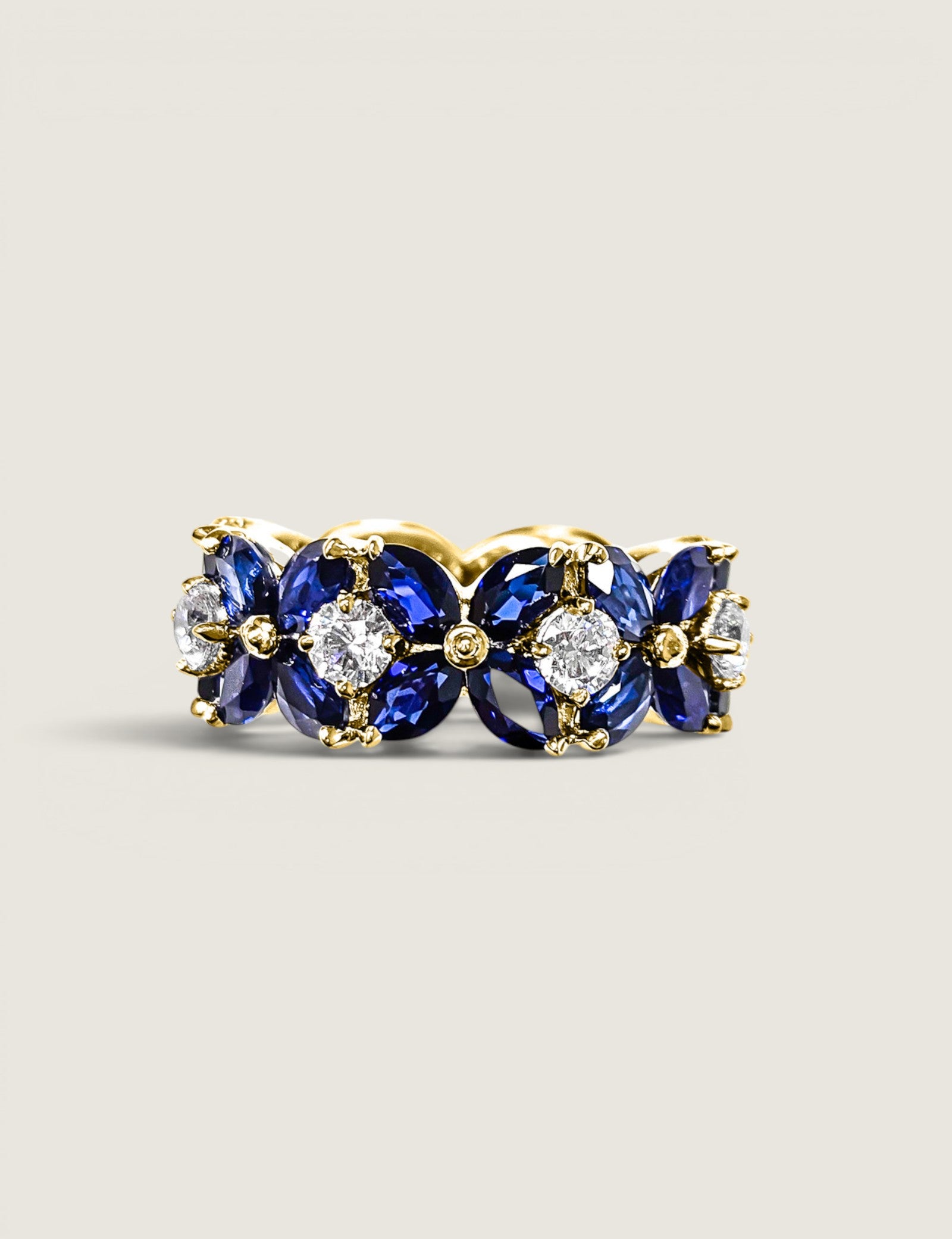 Marquise and Round Lab Sapphire Band (8.8 TCW)