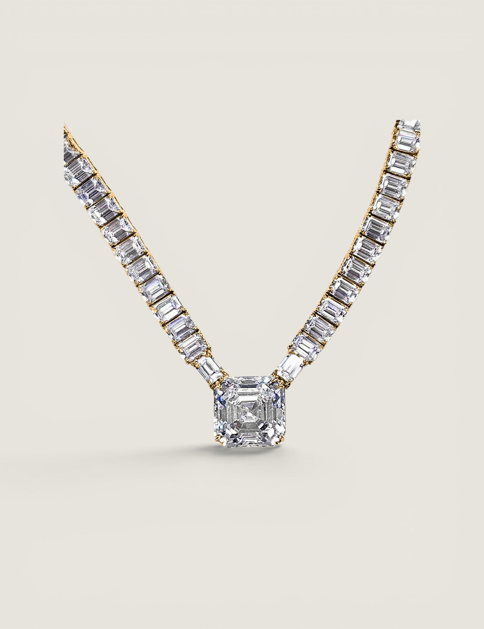 Asscher Drop Emerald-Cut Tennis Necklace (98 TCW)