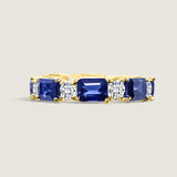Alternating Emerald-cut Sapphire and Round Eternity Band(3.15 TCW)