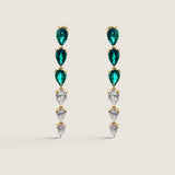 Graduated Pear drop lab created Emerald and CZ earring