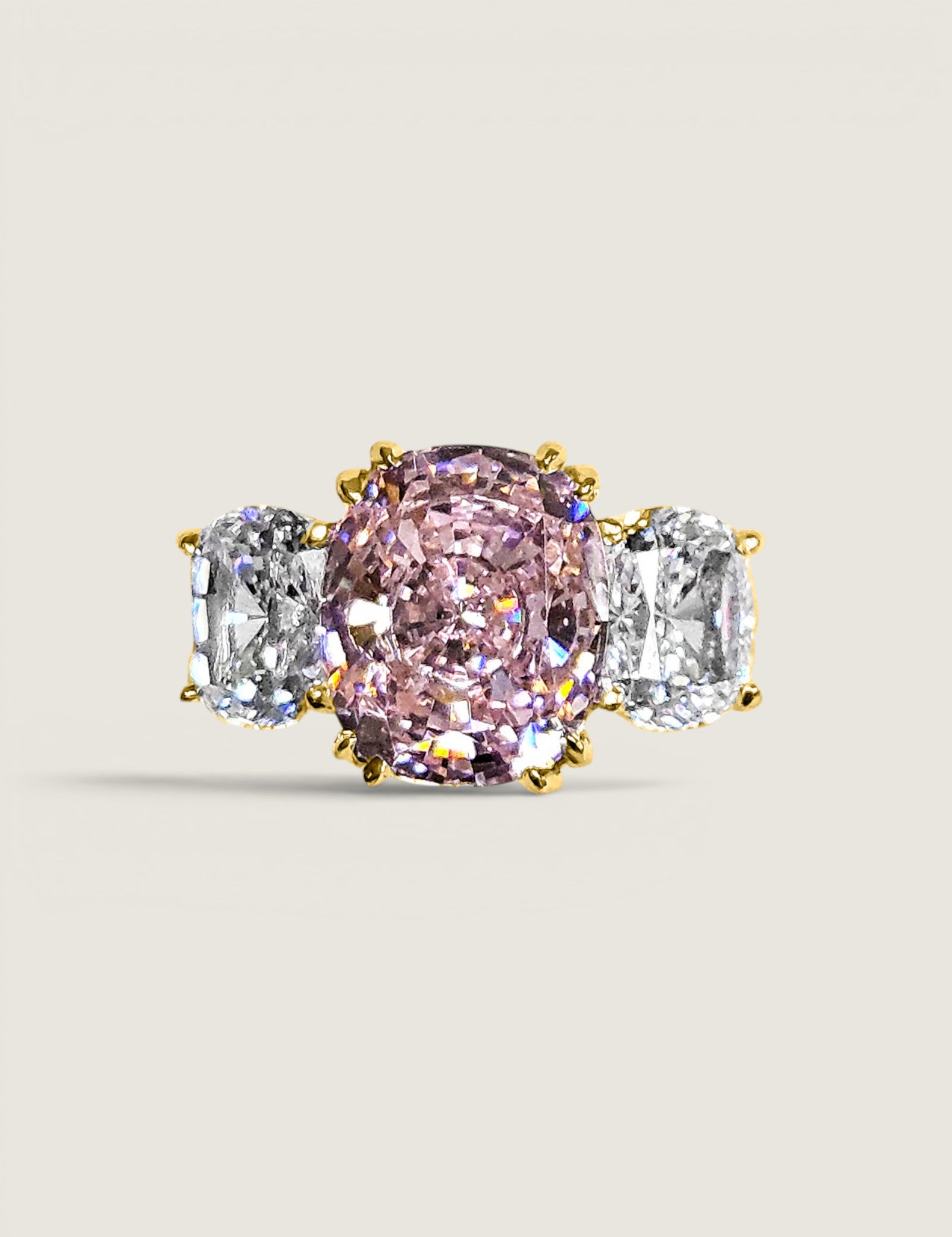 Pink Lumière Cushion Ring (5 Carat Center