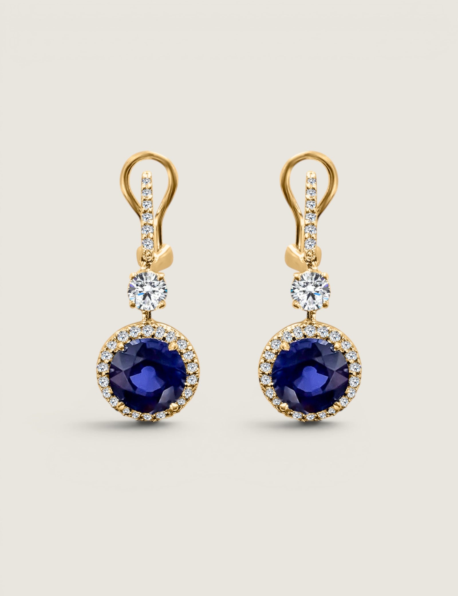Sapphire Round Drop Earrings (10.25TCW)