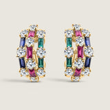 Three Row Baguette and Round Earrings