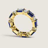 Alternating Emerald-cut Sapphire and Round Eternity Band(3.15 TCW)