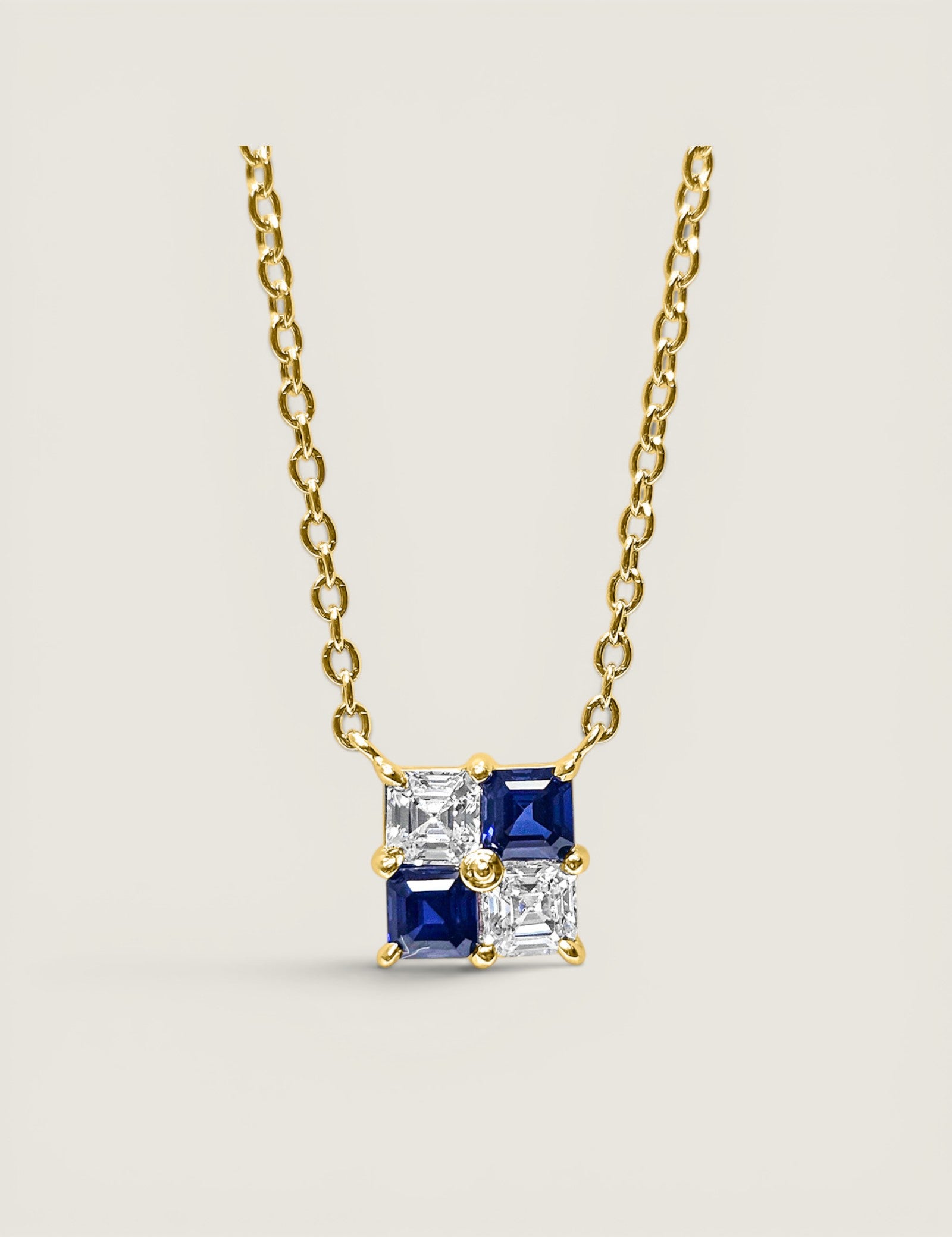 Sapphire Alternating Quadrant Pendant Necklace (1 TCW)