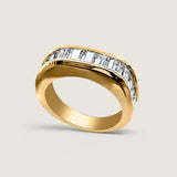 Eternity Band ring with 13 Baguette Cut stones of 1.5 Total Carat Weight. Size: 4x2.5mm