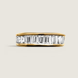 Eternity Band ring with 13 Baguette Cut stones of 1.5 Total Carat Weight. Size: 4x2.5mm